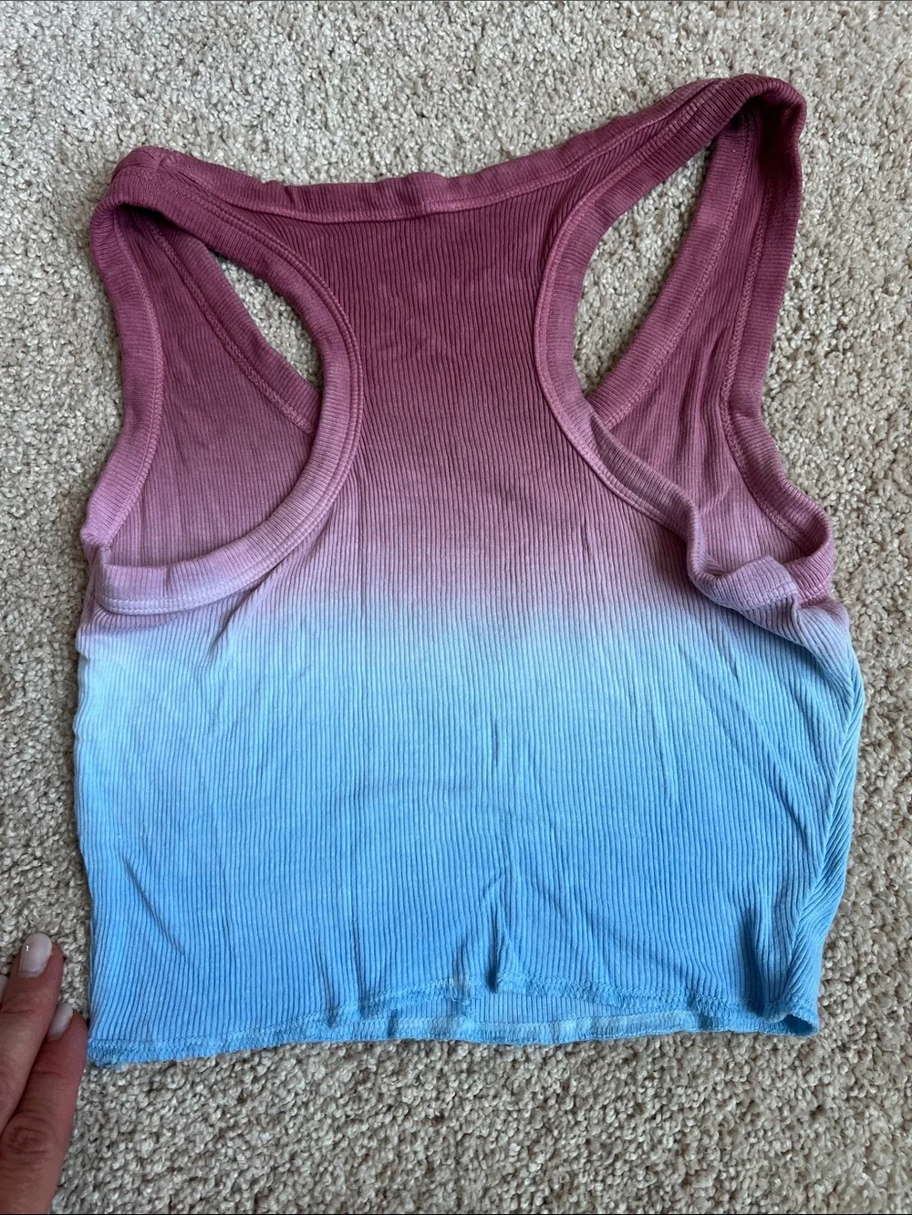 Katie J NYC Ombre Ribbed Racerback Tank Top - Mauve & Sky Blue
